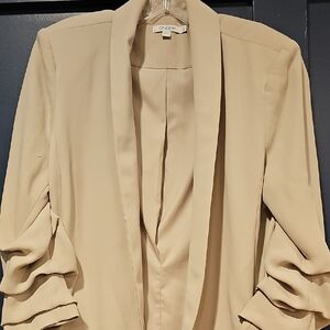 Chico's Cream Blazer with Ruched Sleeves